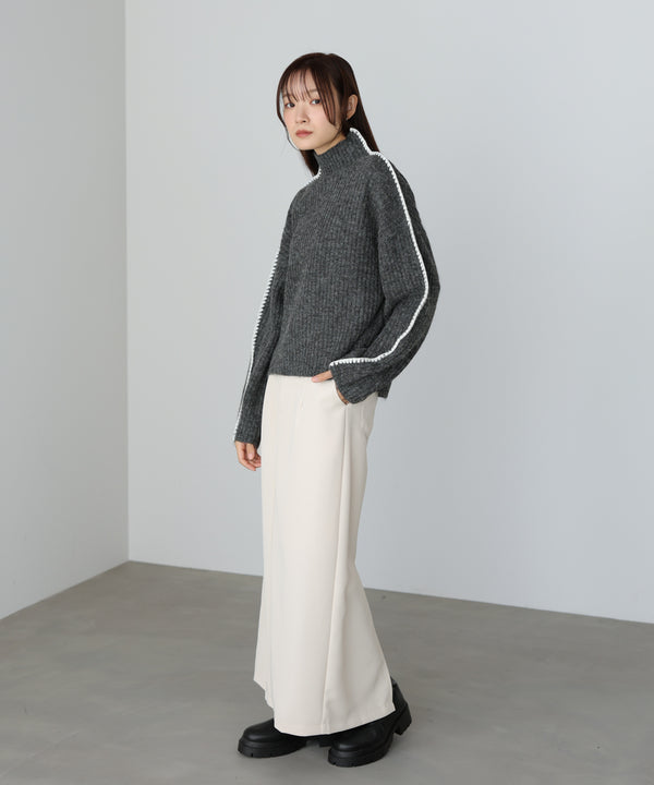 ライン配色ニットトップス