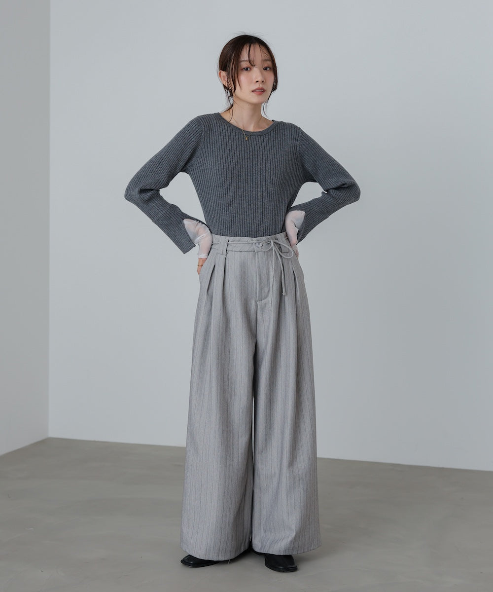 ストライプヘリンボーンパンツ