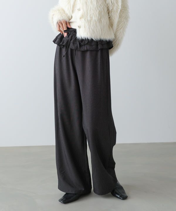 ウエストフリルストライプパンツ