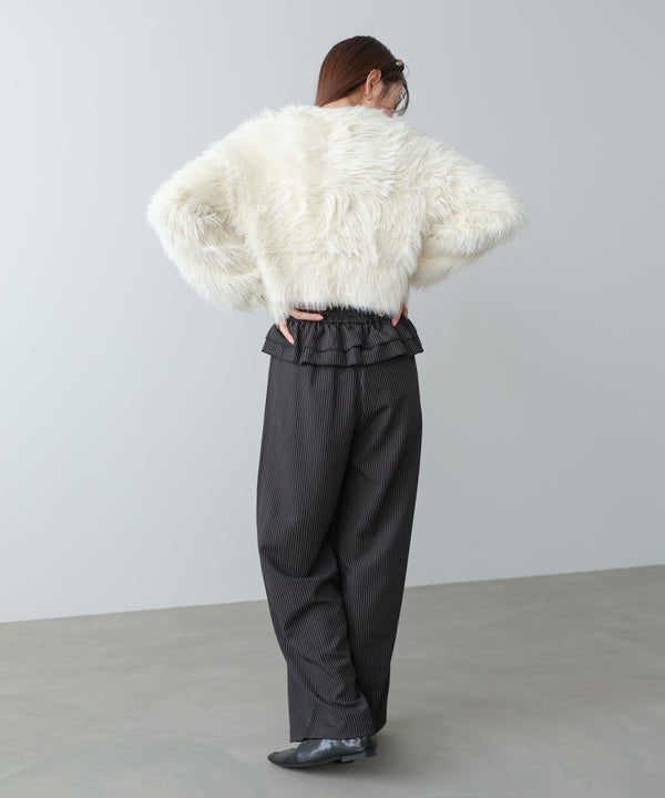 ウエストフリルストライプパンツ