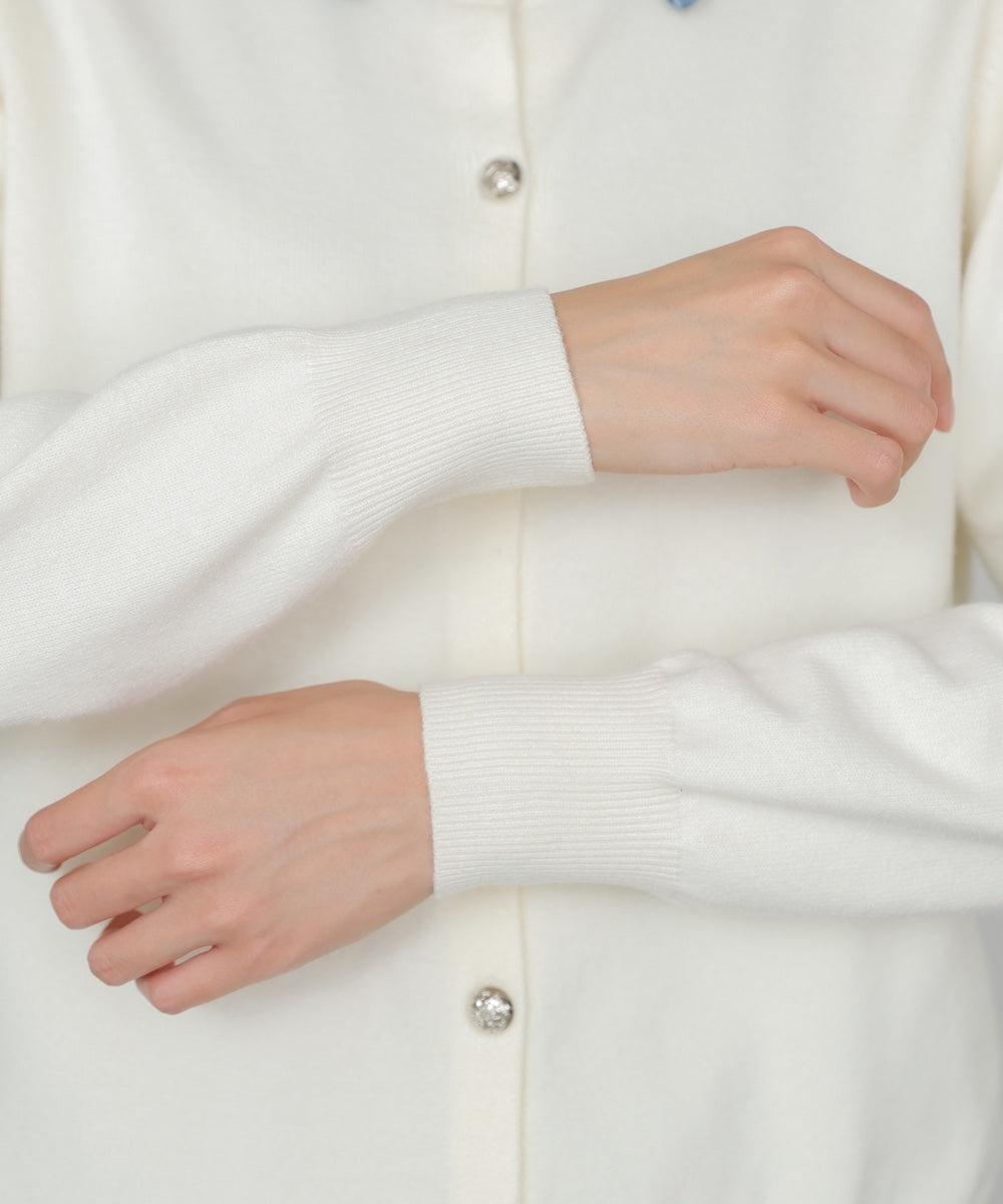 衿デニムドッキングニットカーディガン