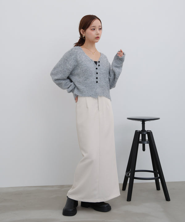 ショートシャギーくるみボタンカーディガン
