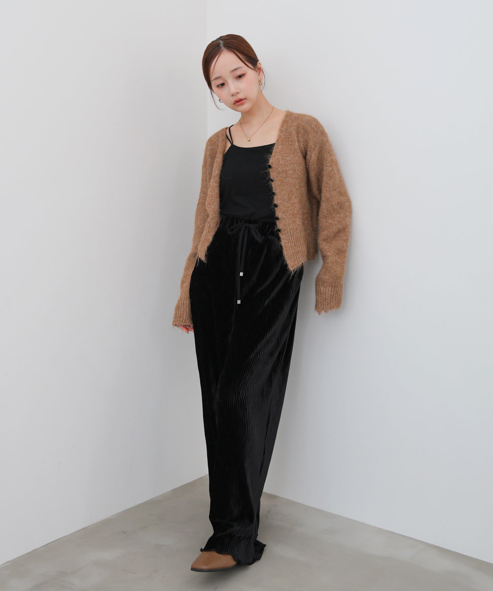 ショートシャギーくるみボタンカーディガン