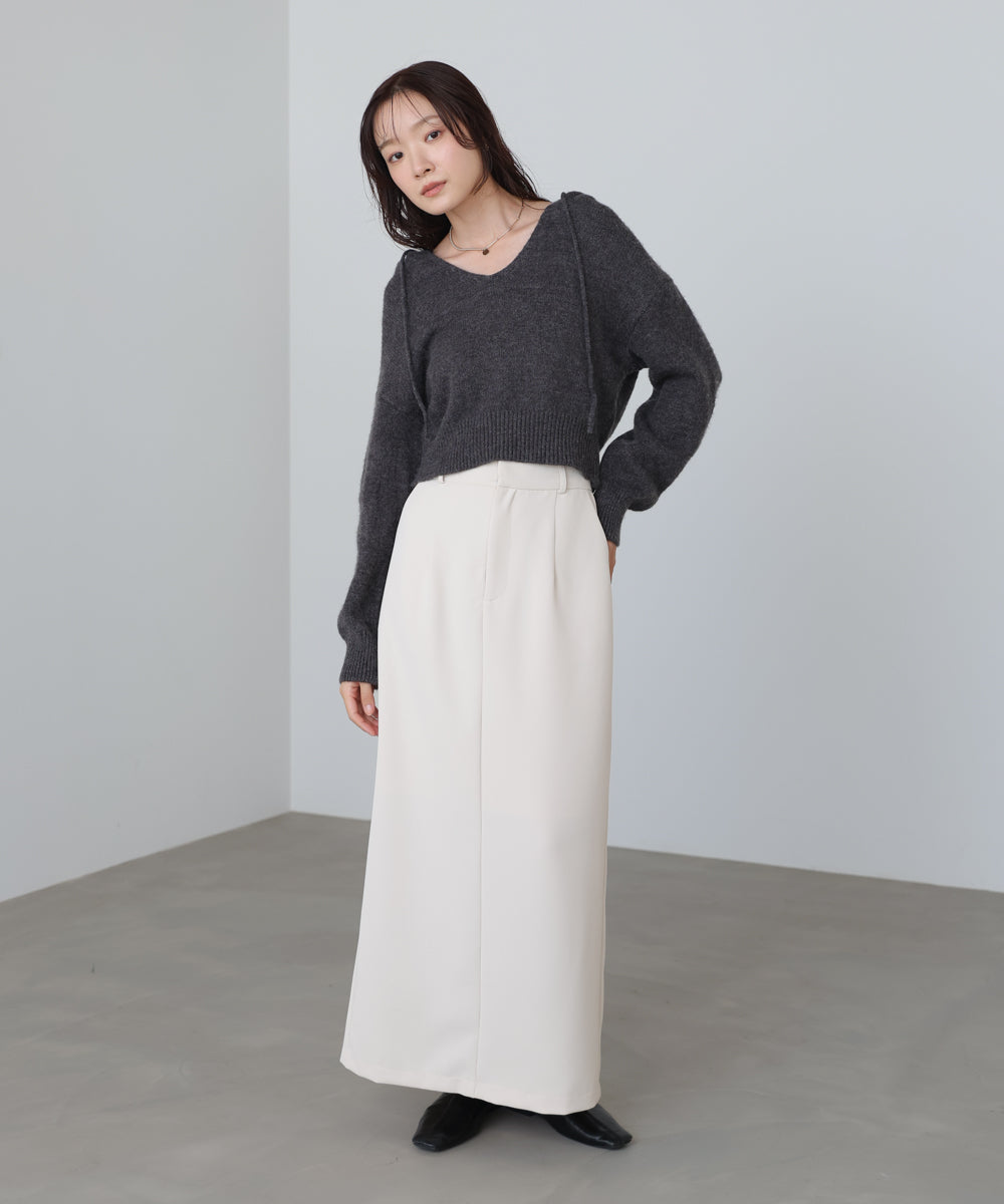 フーディーニットトップス