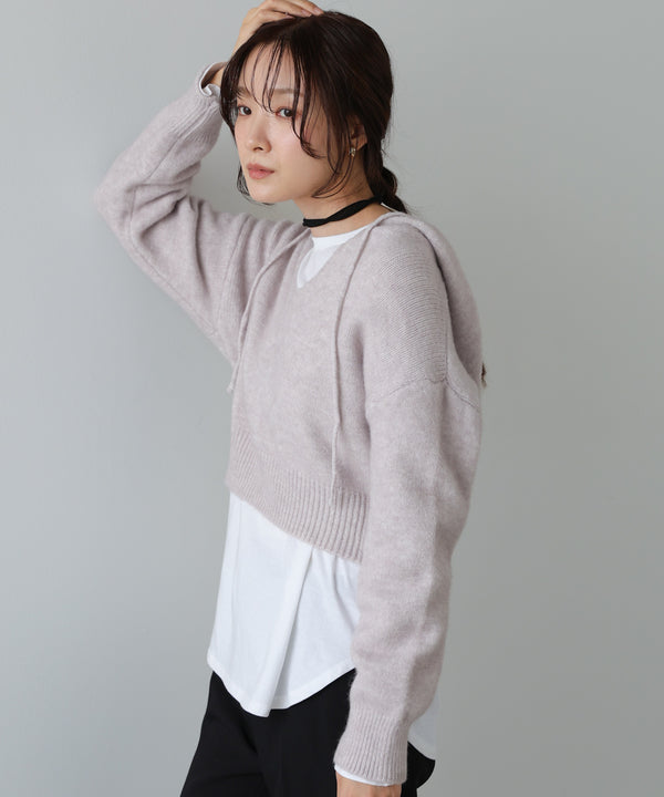 フーディーニットトップス