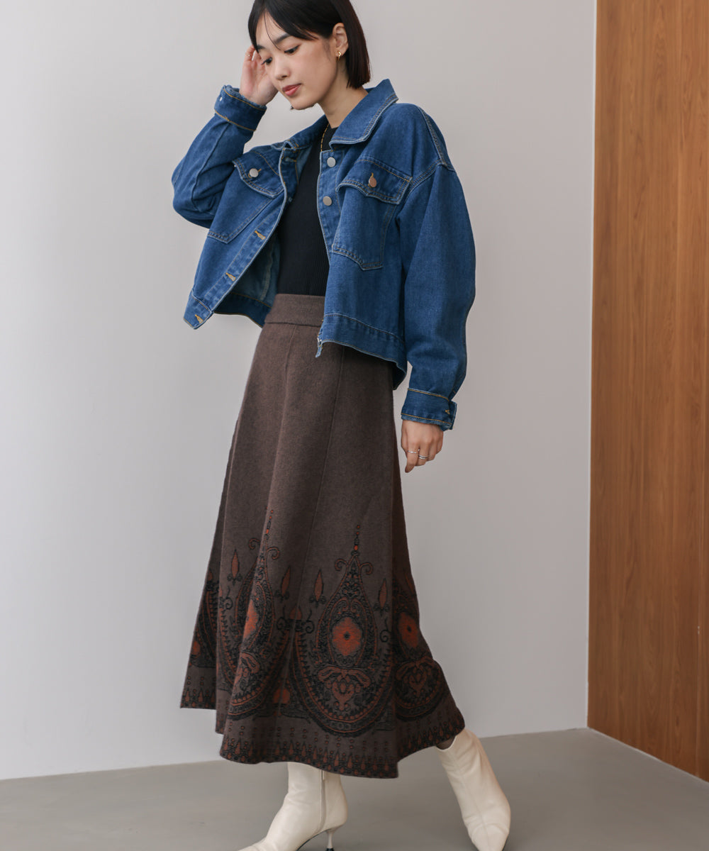 【WEB限定】柄ニットスカート