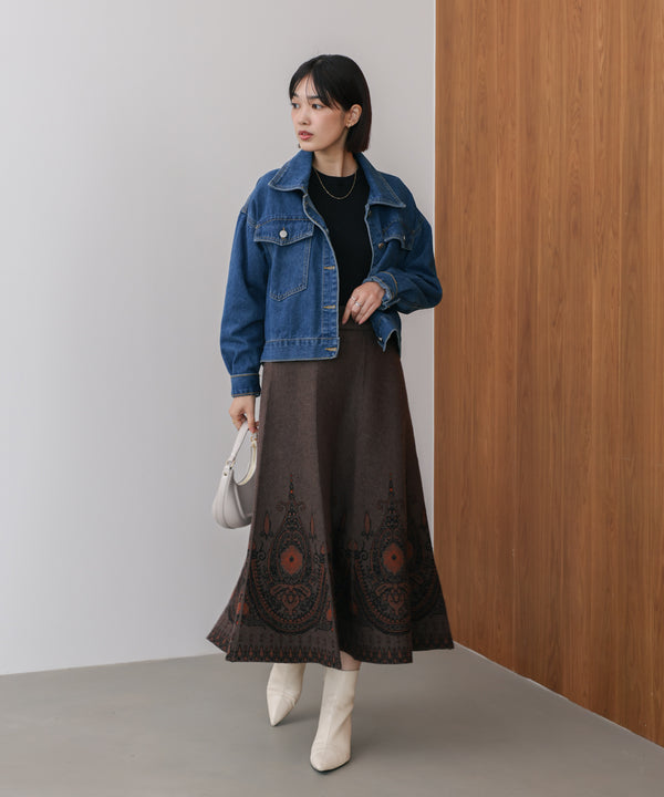 【WEB限定】柄ニットスカート