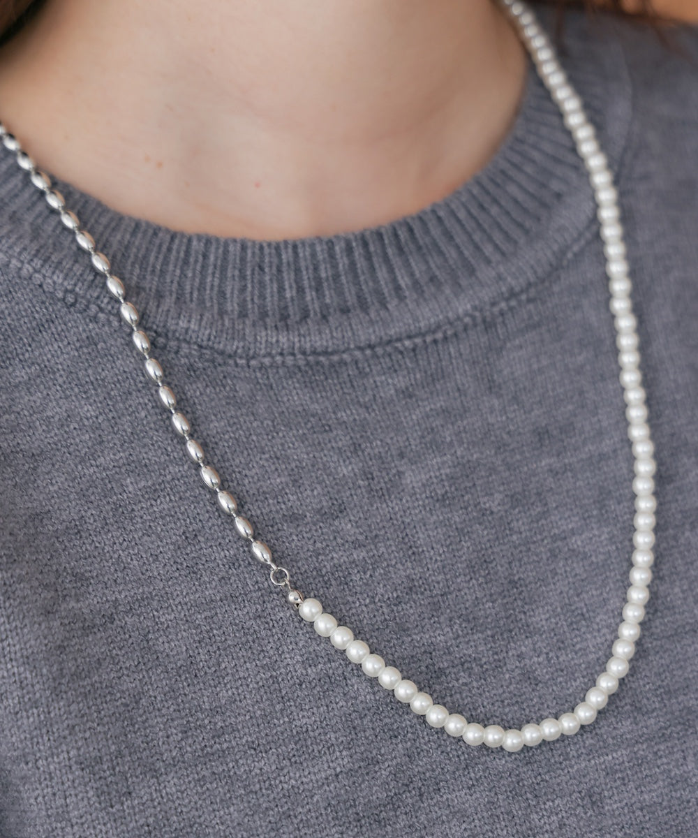 パール＊メタルロングネックレス