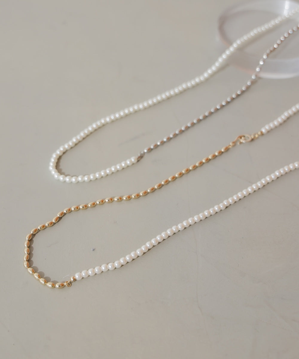 パール＊メタルロングネックレス