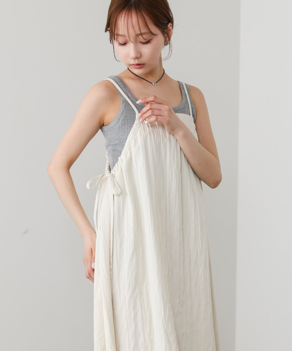 サイドギャザーキャミワンピース