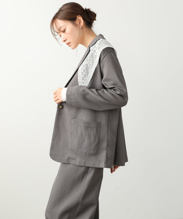 【セットアップ】ゆるシルエットテーラードジャケット+ウエストゴムストレートシルエットパンツ