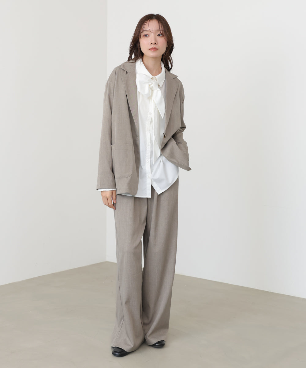 【セットアップ】ゆるシルエットテーラードジャケット+ウエストゴムストレートシルエットパンツ