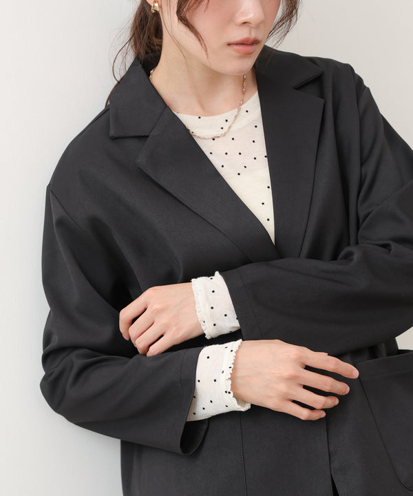 【セットアップ】ゆるシルエットテーラードジャケット+ウエストゴムストレートシルエットパンツ