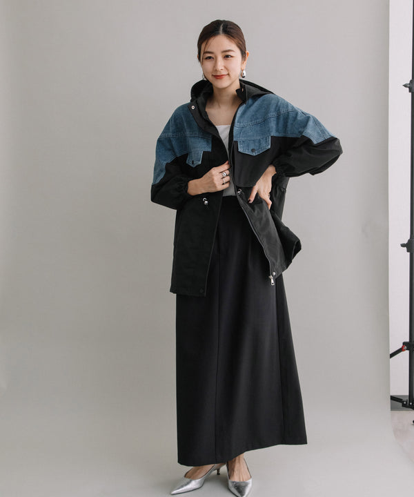 DENIM CONBI HOODIE