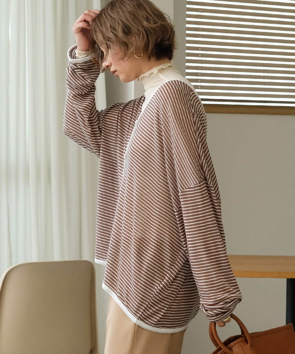 Bab ルーズボーダーカーディガン