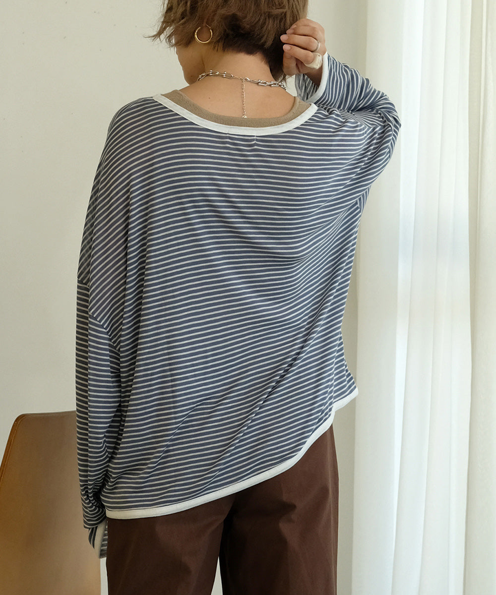 Bab ルーズボーダーカーディガン