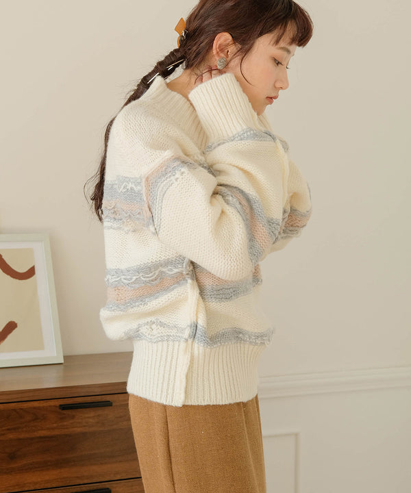 Bab ニュアンスデザインニットプルオーバー