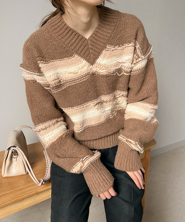 Bab ニュアンスデザインニットプルオーバー
