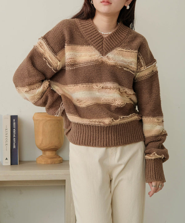 Bab ニュアンスデザインニットプルオーバー