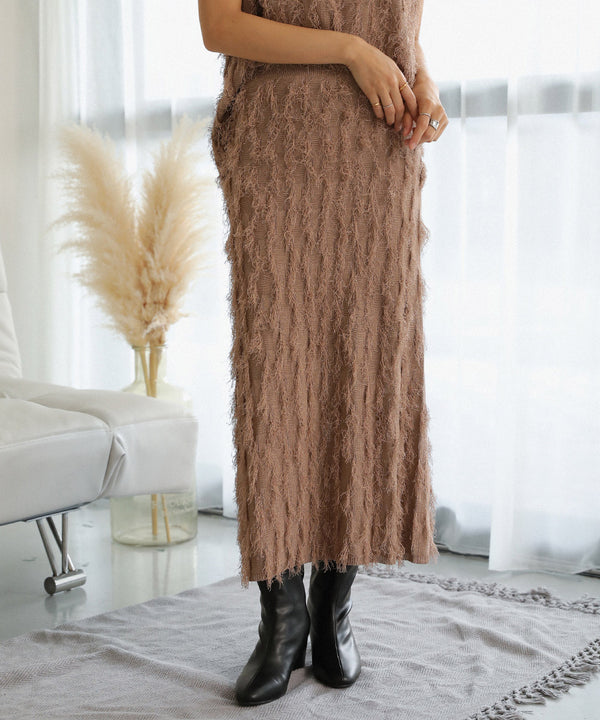 シャギージャガードニットスカート