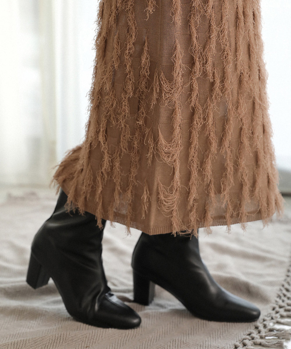 シャギージャガードニットスカート