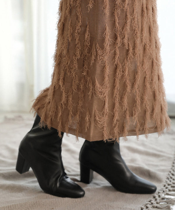 シャギージャガードニットスカート