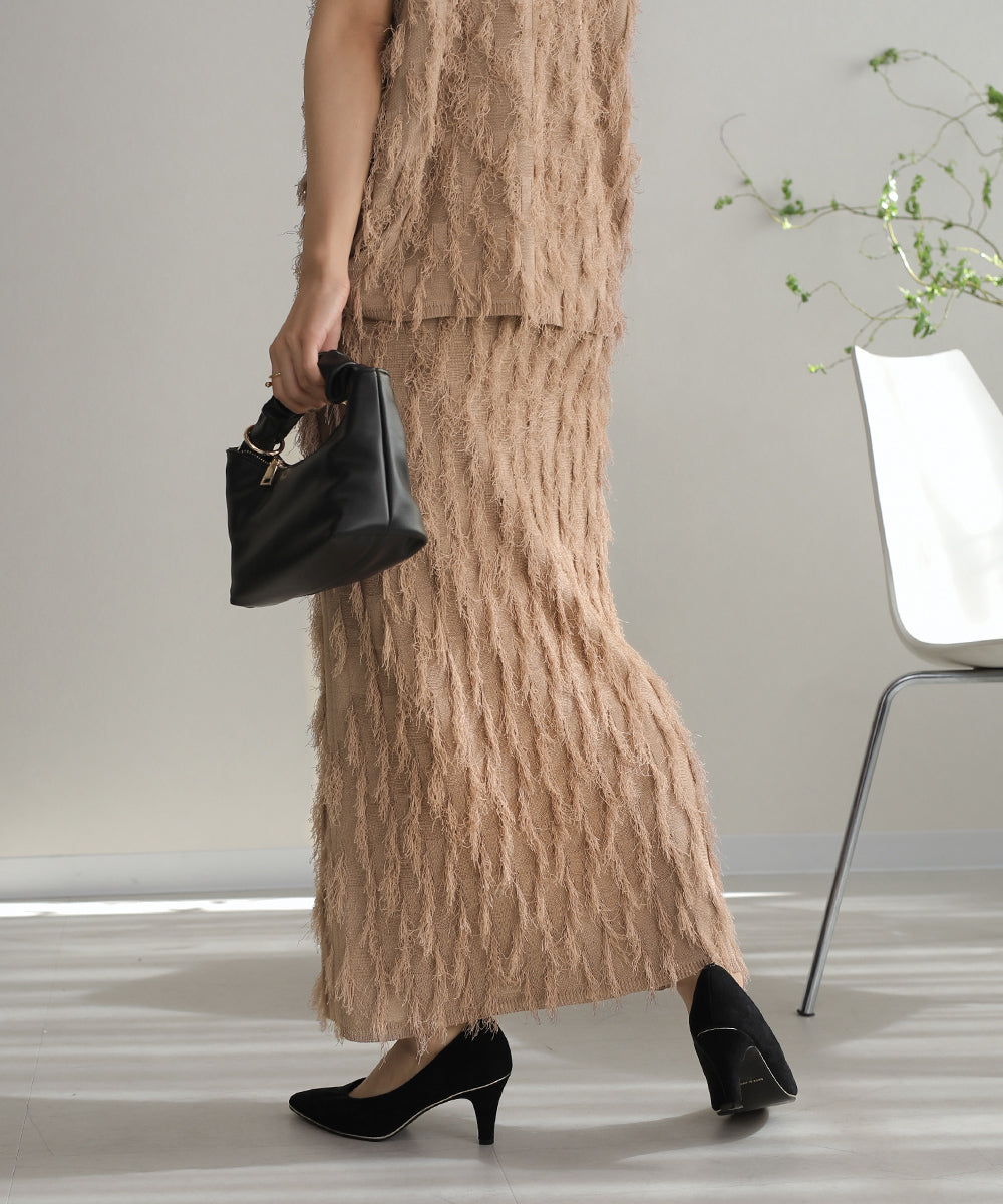 シャギージャガードニットスカート