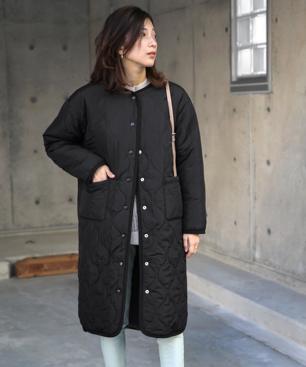 BouJeloud リバーシブルラウンドキルティングコート