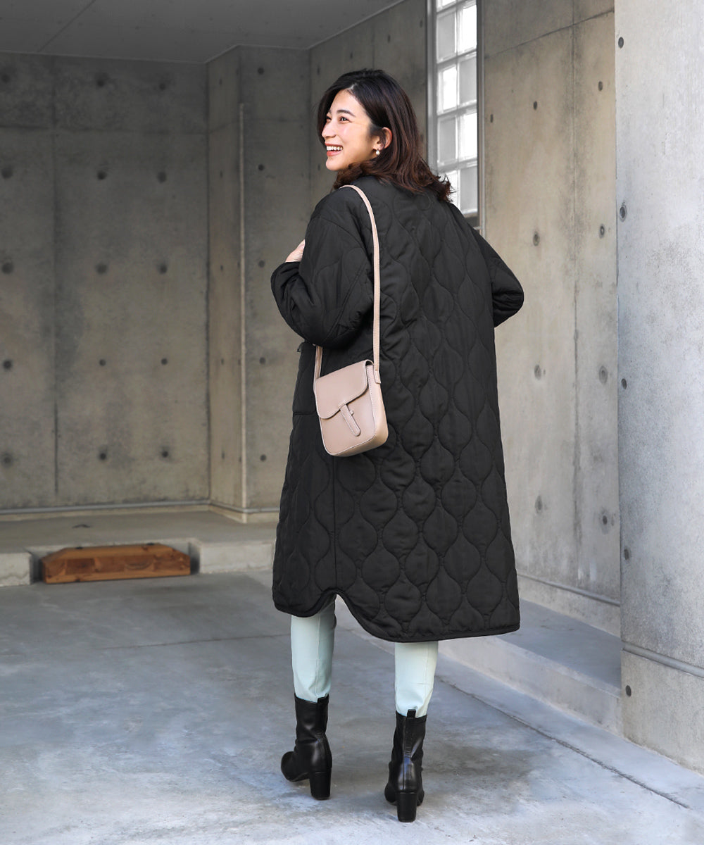 BouJeloud リバーシブルラウンドキルティングコート