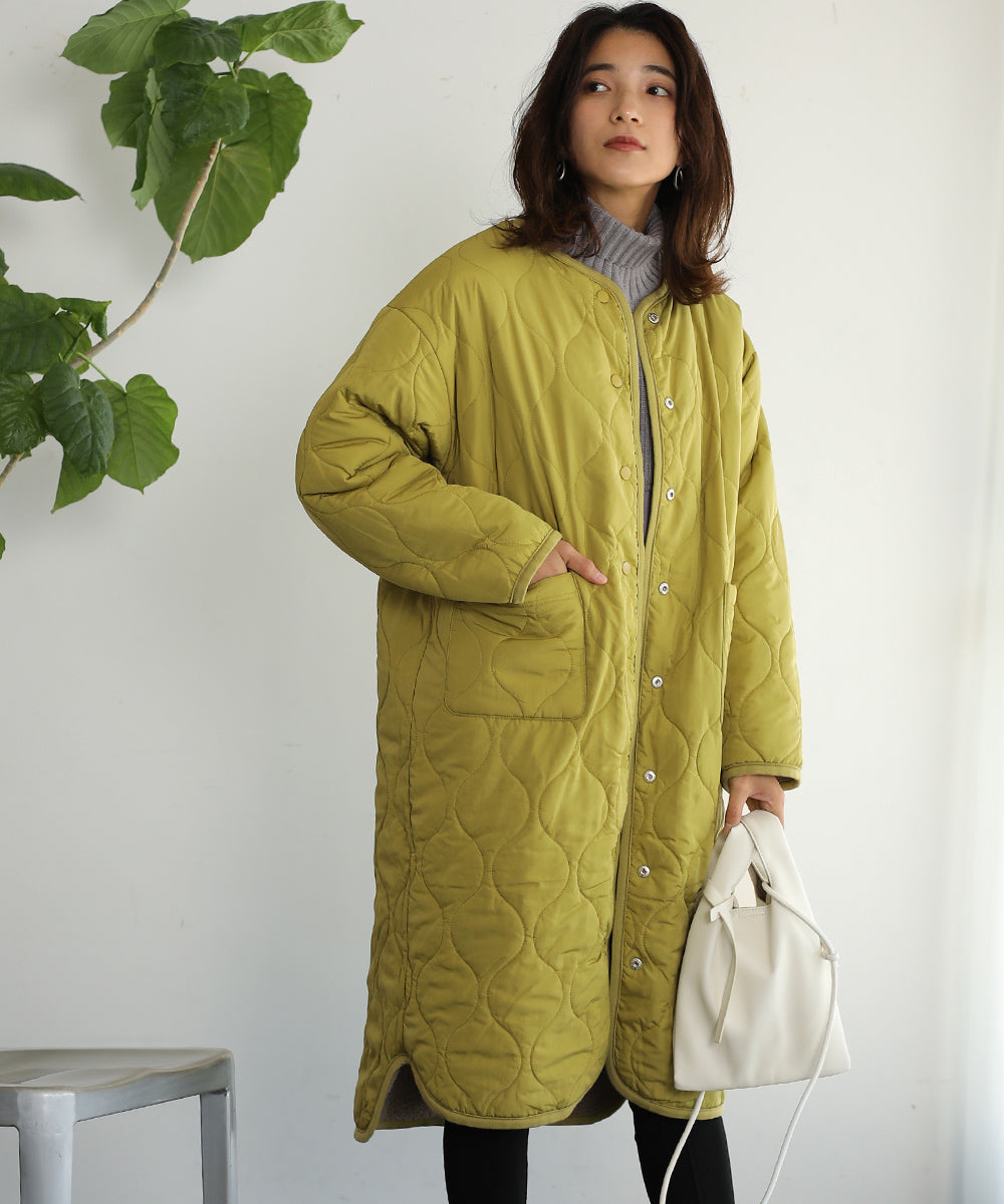 BouJeloud リバーシブルラウンドキルティングコート