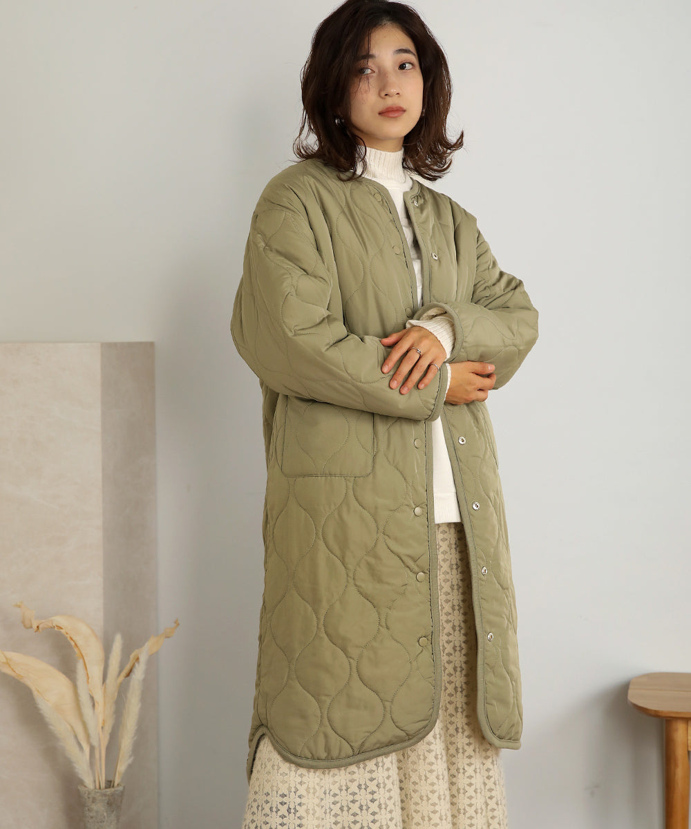 BouJeloud リバーシブルラウンドキルティングコート