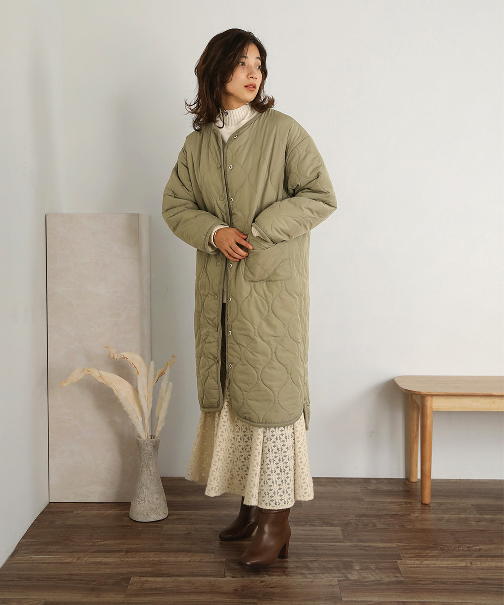 BouJeloud リバーシブルラウンドキルティングコート