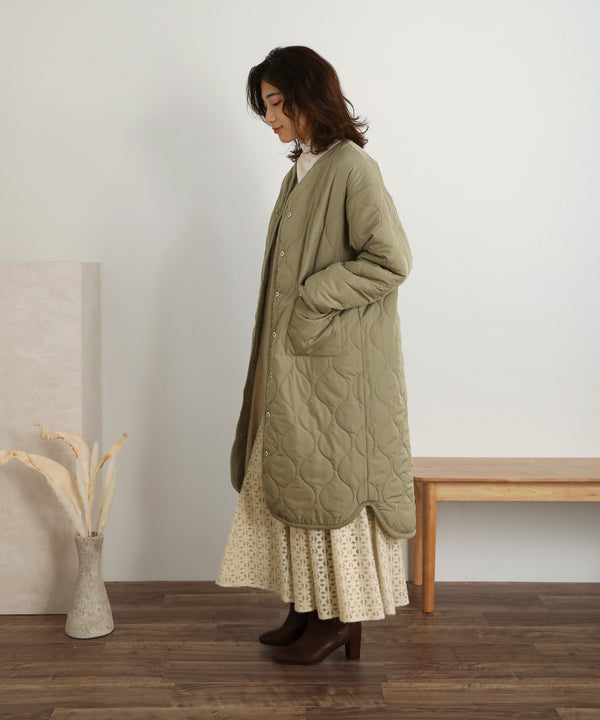 BouJeloud リバーシブルラウンドキルティングコート