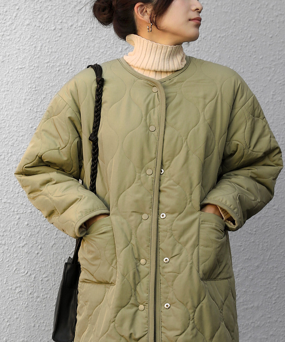 BouJeloud リバーシブルラウンドキルティングコート