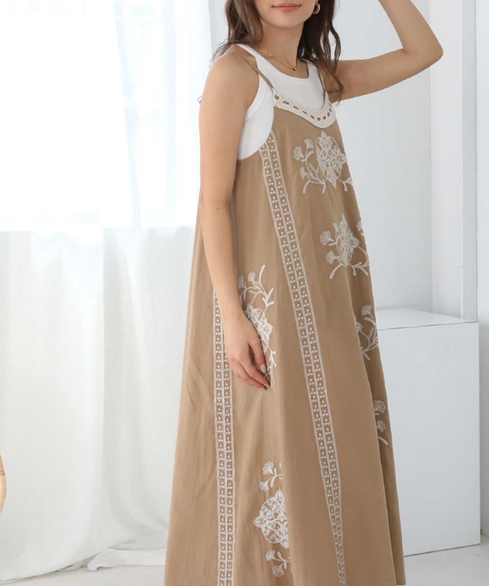 BouJeloud ボタニカル刺繍キャミワンピース