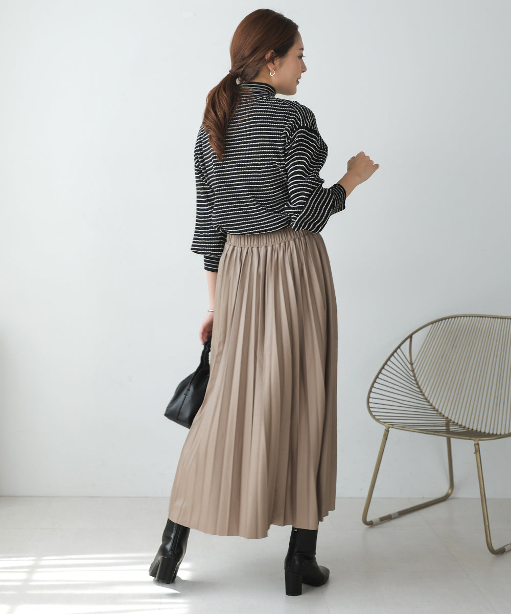 [WEB限定]バルーンスリーブモックネックリブプルオーバー