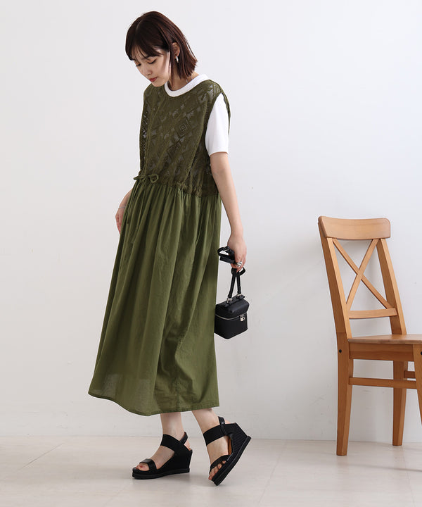 かぎ針編み ノースリーブワンピース