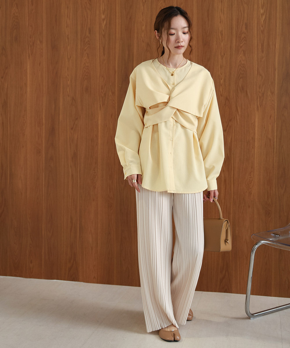 フロントねじりビスチェ風ブラウス