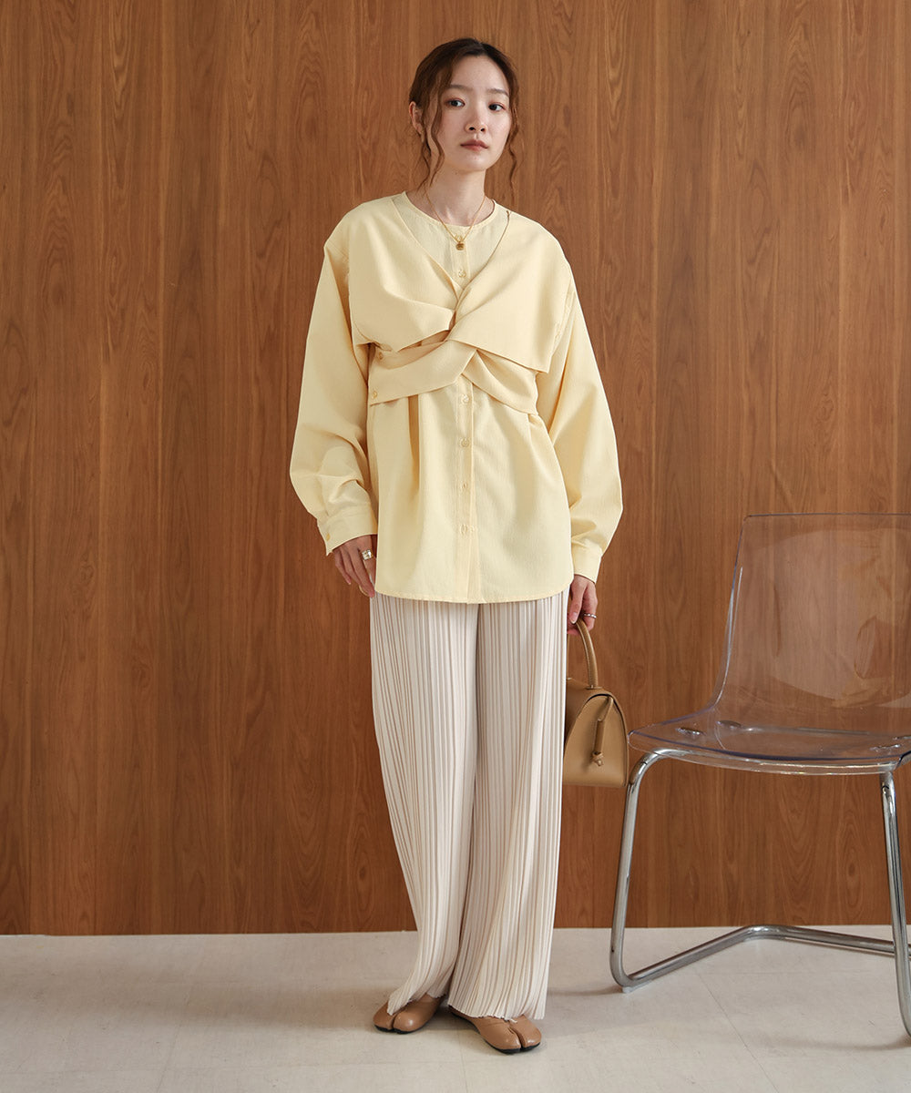 フロントねじりビスチェ風ブラウス