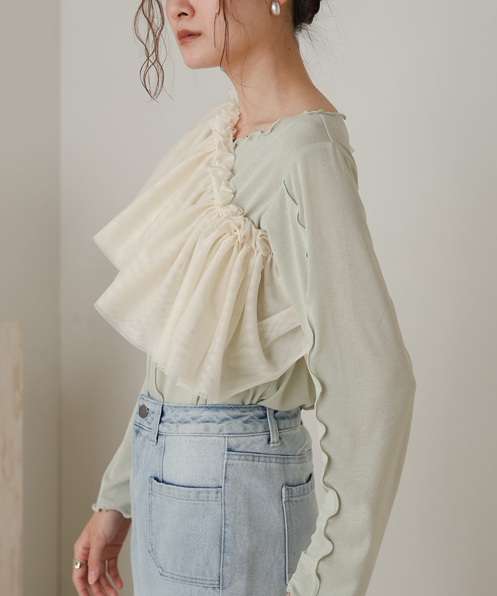 チュールフリルカラー