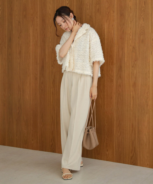 ruffle jacquard shirt jacket