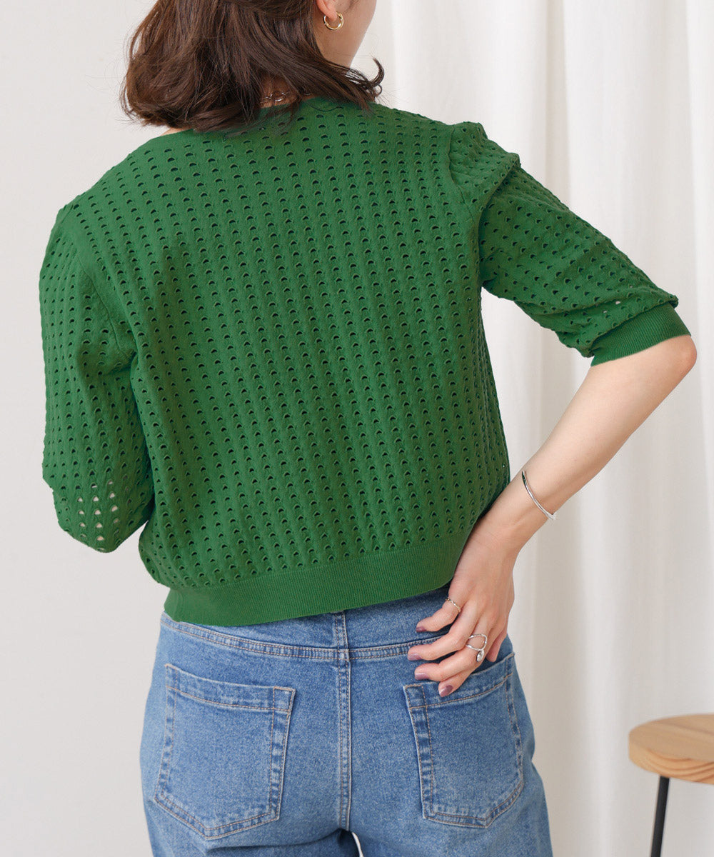 【WEB限定】ヤーンコンパクトクルーカーディガン