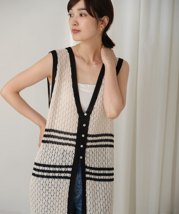 【WEB限定 】クロシェ編みニットジレ
