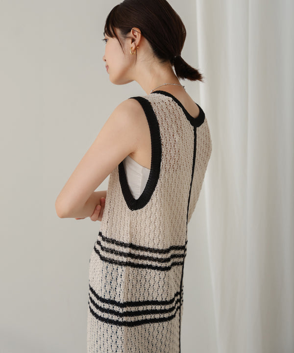 【WEB限定 】クロシェ編みニットジレ