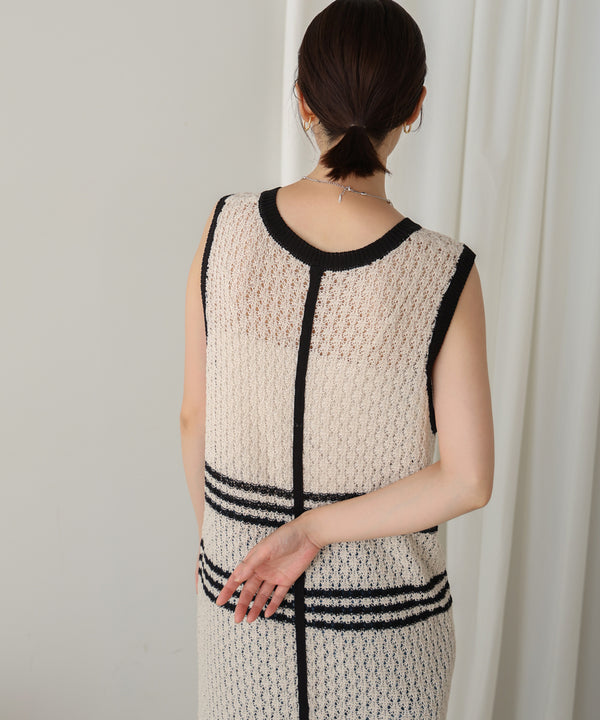【WEB限定 】クロシェ編みニットジレ