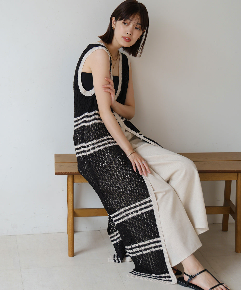 【WEB限定 】クロシェ編みニットジレ