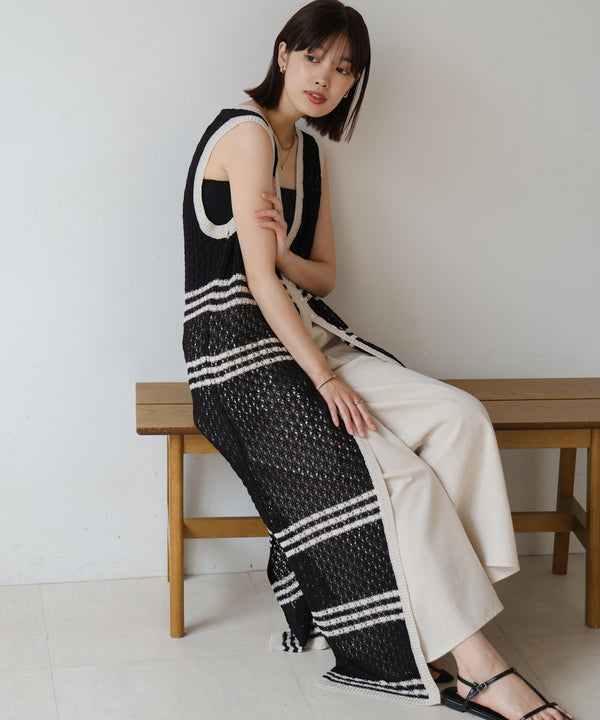 【WEB限定 】クロシェ編みニットジレ