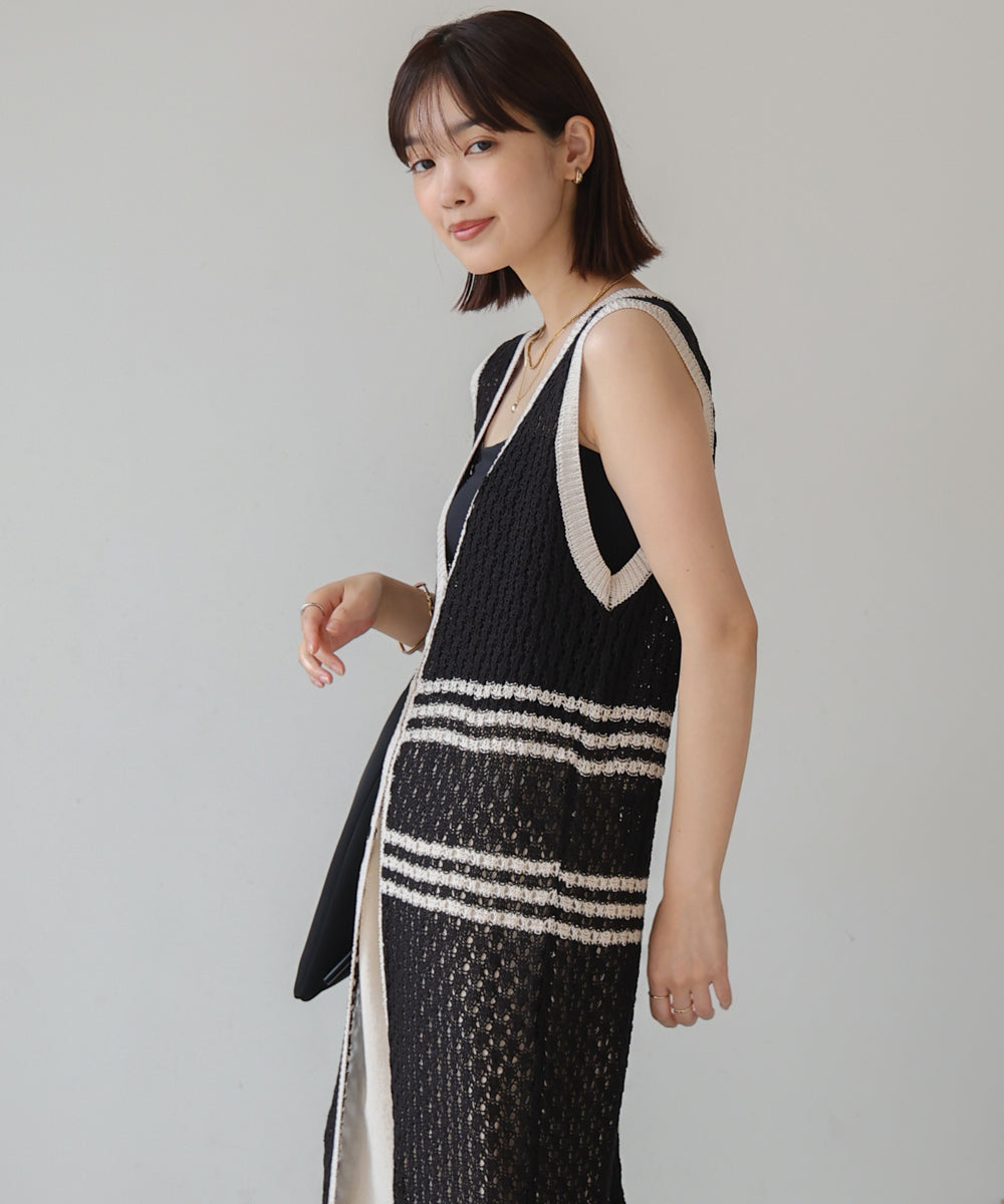 【WEB限定 】クロシェ編みニットジレ