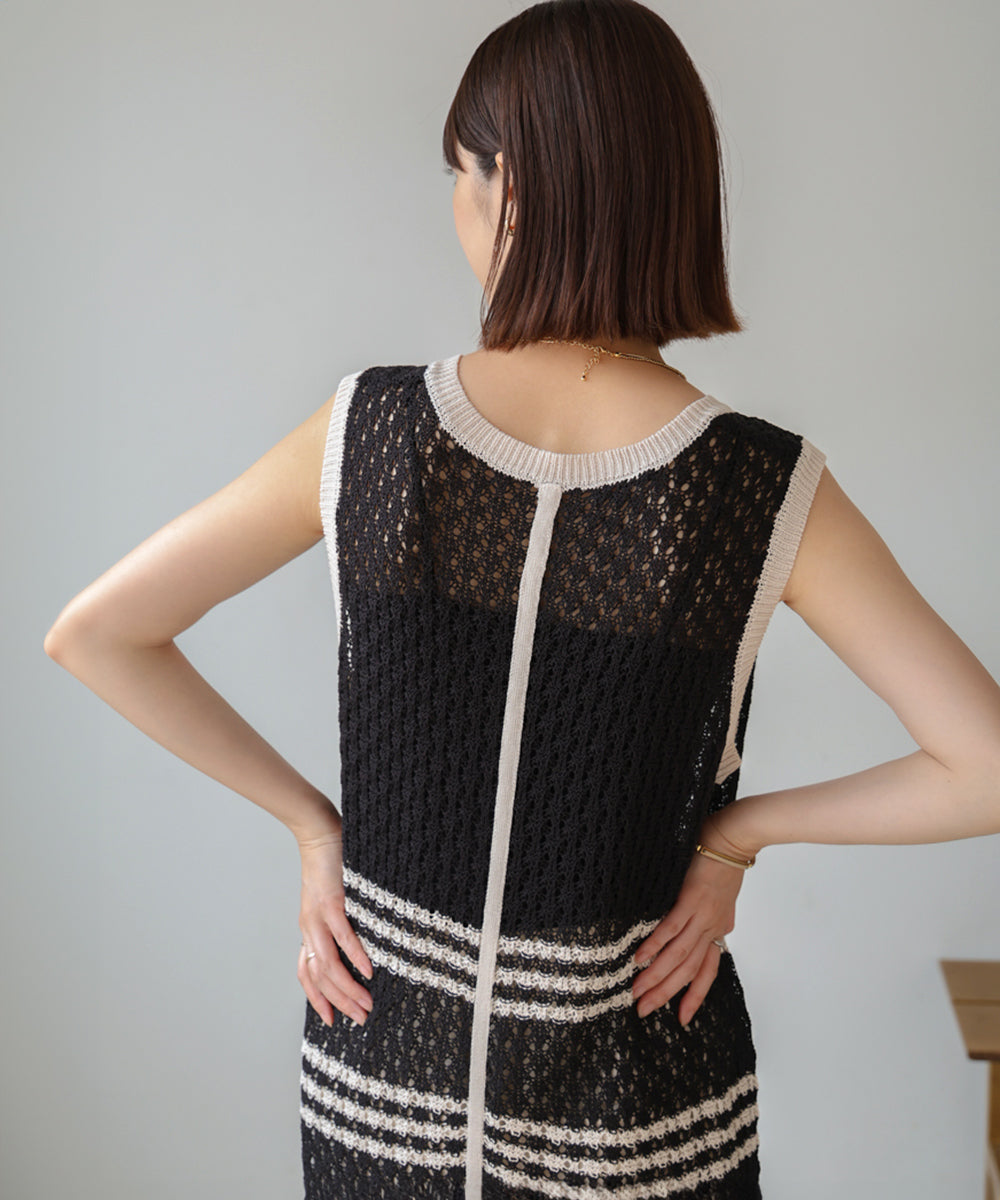 【WEB限定 】クロシェ編みニットジレ