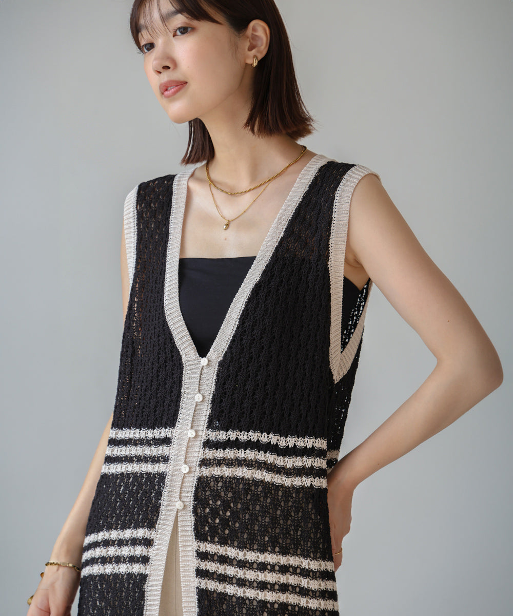 【WEB限定 】クロシェ編みニットジレ